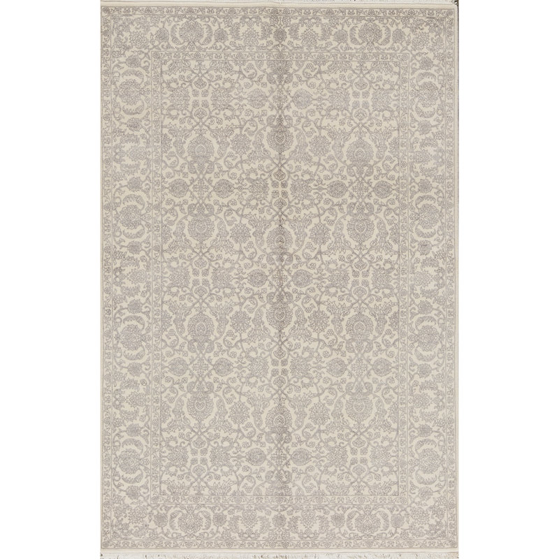 Tapis crème et crème noué à la main de haute qualité