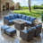 Kreda 7-Piece 8-Person Powder Coated Steel Outdoor Seating Group-958037151-958037150