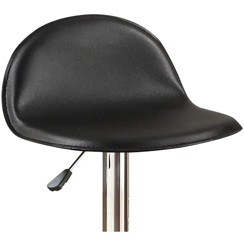 Modern Black Stool With Adjustable Height And Faux Leather Upholstery Base For Dining Room