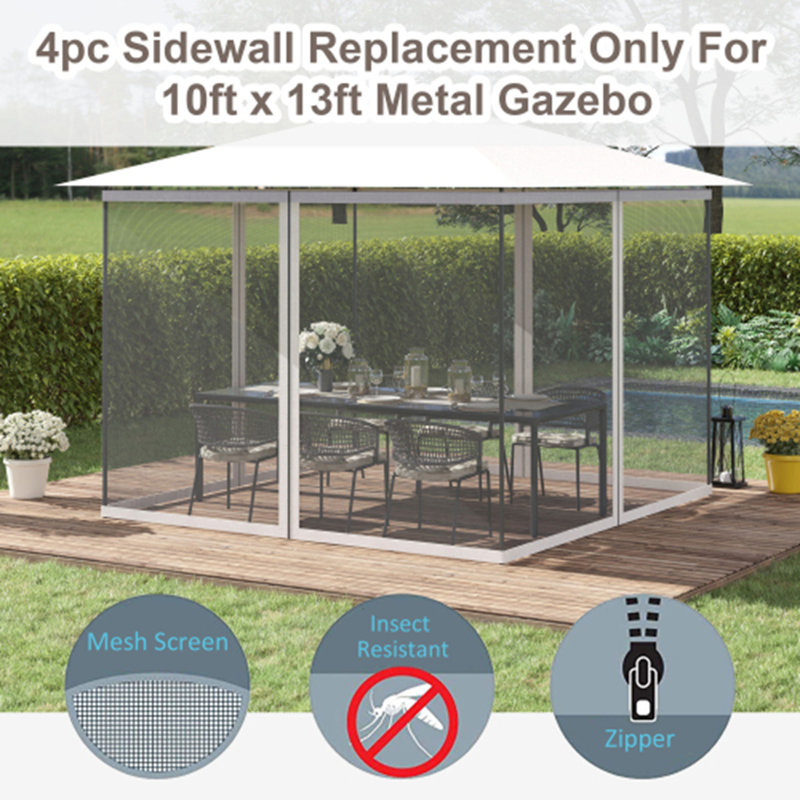 Replacement Mesh Sidewall Netting for Patio Gazebos and Canopy Tents with Zippers (Sidewall Only)
