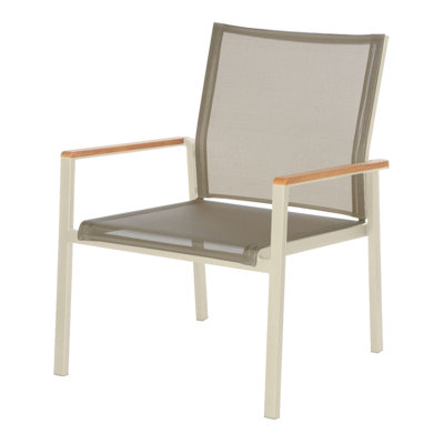 Aura Club Chair - Graphite Aluminum - Charcoal Textilene® Sling - Teak Arms