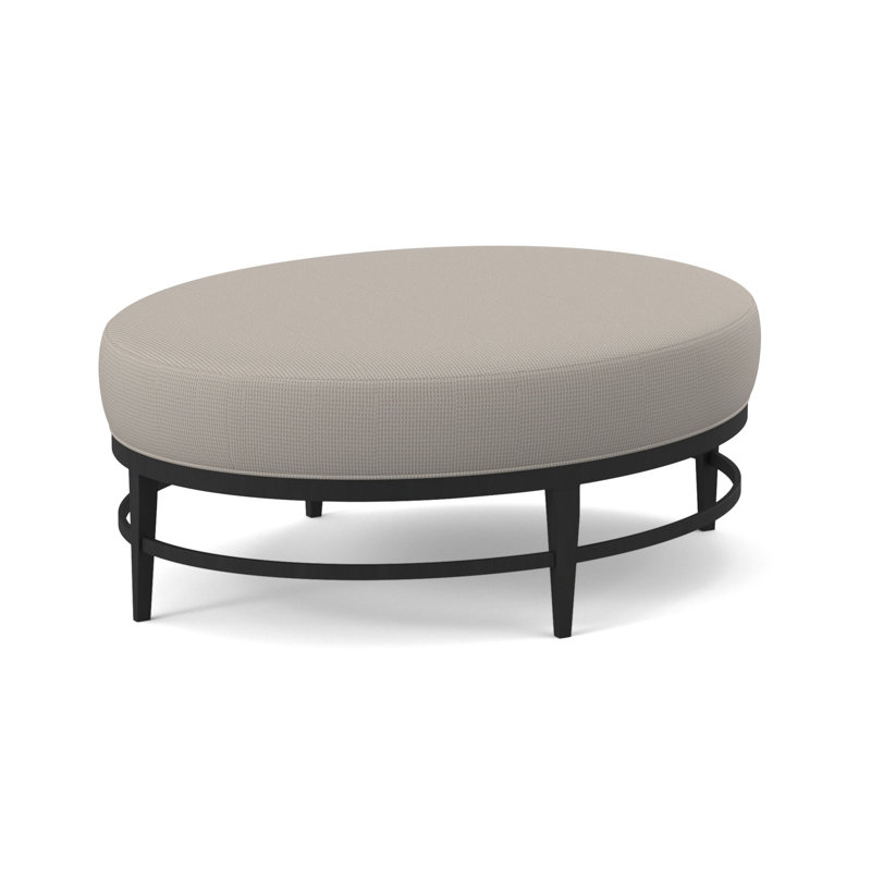 Elliptic Boucle and Velvet Ottoman, Filigree Ivory 100% Polyester, Espresso