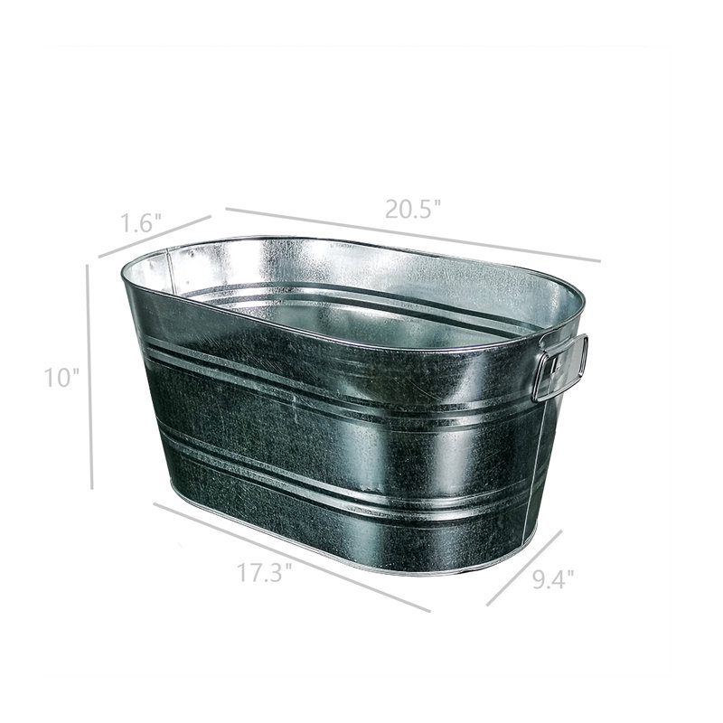 Galvanized Metal Ice Bucket Beverage Beer Drink Party Cooler Bucket Oval Planter Flower Arrangement