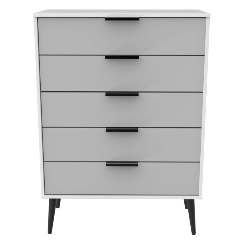 Fully Assembled Menifee 5 Drawer 76.5Cm W Chest of Drawers, Grey/White