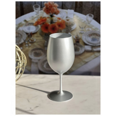 Metallic Silver Colour Plastic Wine Glasses Set Of 4 (20Oz), BPA Free Acrylic Wine Glass Set, Unbreakable Red Wine Glasses, White Wine Glasses