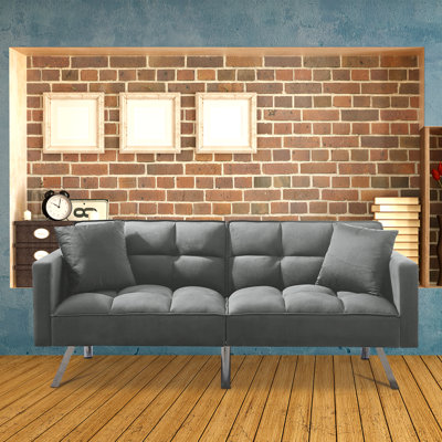74.8" Velvet Square Arm Sleeper
