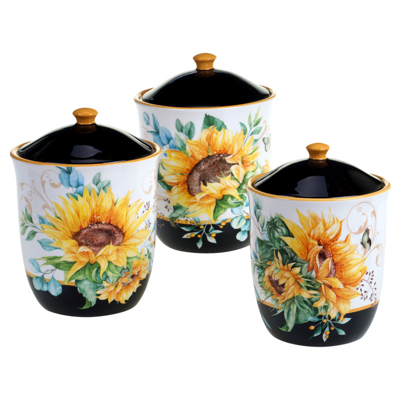 Sunflower Fields Multicolor Ceramic Canister Set