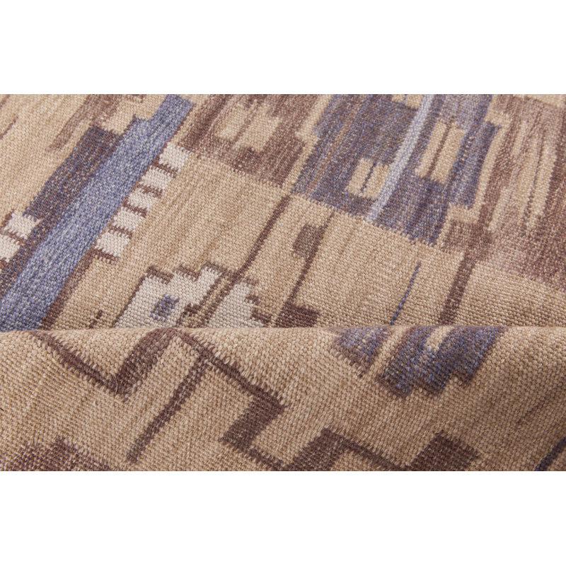 Tapis moderne en laine à tissage plat 4 pi 3 po x 7 pi 5 po Modern