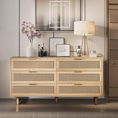 6-Drawers Rattan Storage Cabinet Rattan Drawer