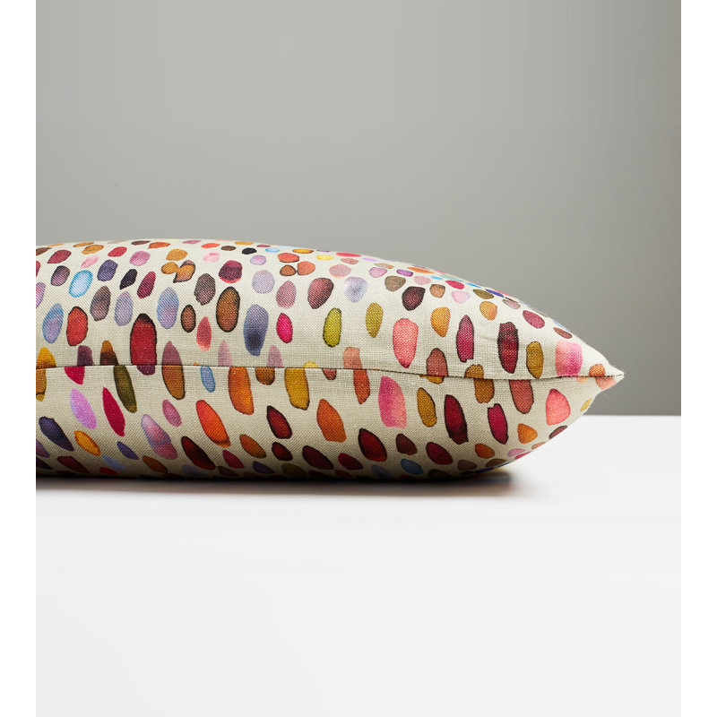 Jamboree Appliqued Linen Throw Pillow, Magenta/Pink