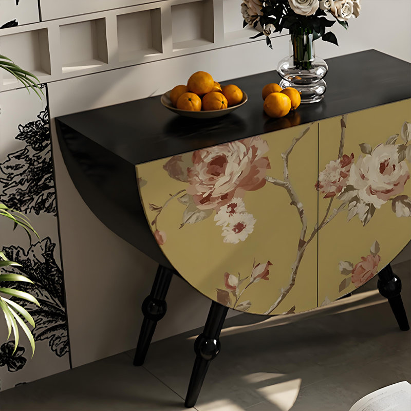 Armoire de rangement rétro pour petit salon, Noir