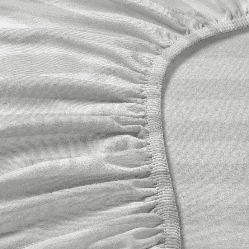 Aspire Homeware Luxury 40cm Deep Striped Fitted Sheet for Hotel Style Bedroom Comfort, Silver, Super King (6')