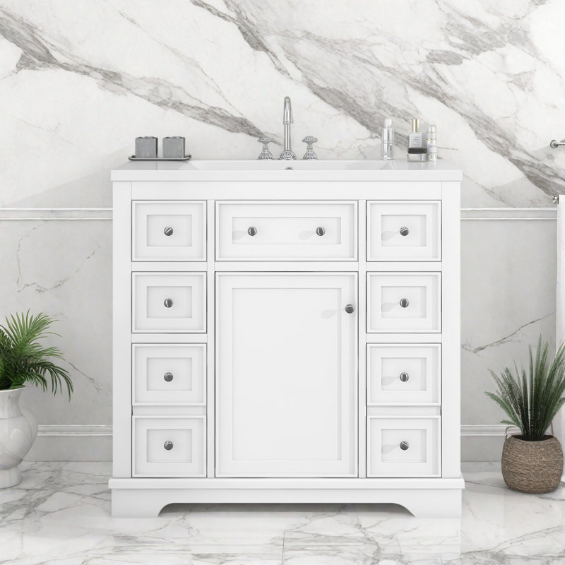 Ensemble de meuble-lavabo 36 po avec lavabo, une armoire et six tiroirs
