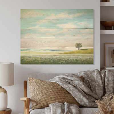 Prairie Country Charm Peacefulness - Prairies Wood Art On Natural Pine Wood
