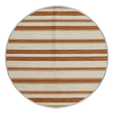 Tapis beige à rayures horizontales lavable à la machine