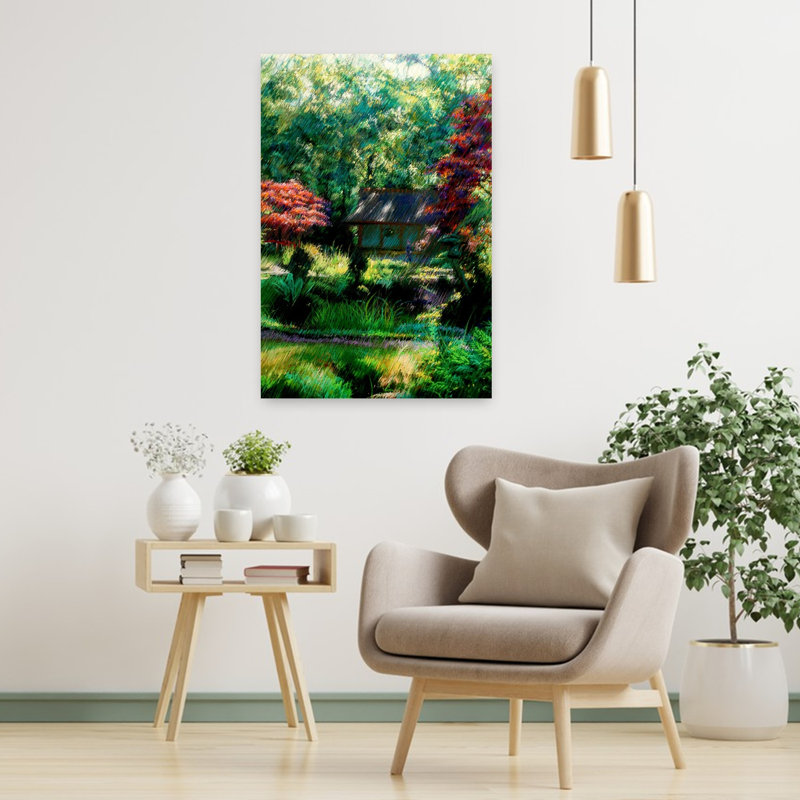 Jardin japonais 2, impression murale contemporaine, H 36 po x l 24 po