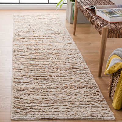 Tapis beige / ivoire en laine tissé à la main Sennott