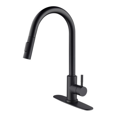 Robinet de cuisine en acier inoxydable noir mat avec robinet rétractable. Rotation à 360 ° pour une propreté complète de l'évier. Résistant à la corrosion et à la rouille. Contrôle facile du débit d'eau à une poignée. 8,16 po P 10,07 W