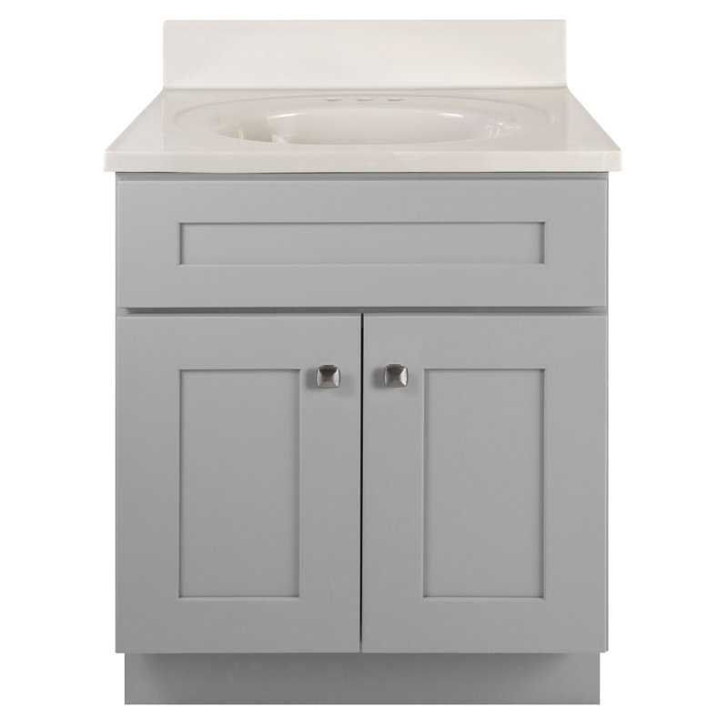 Brookings 25 Inch Bathroom Vanity with Cultured Marble Vanity Top - Unassembled Bathroom Vanity with Sink, Sherwin Williams® Gray
