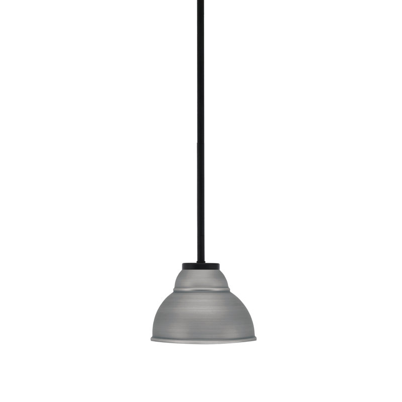 Mini-luminaire suspendu 1 lumière Amarmula, finition noir mat, abat-jour en métal graphite double 7 po, Gris