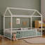 Structure de lit simple, plancher en métal de style Montessori, lit en forme de maison avec clôture pour enfants et tout-petits, sans lattes