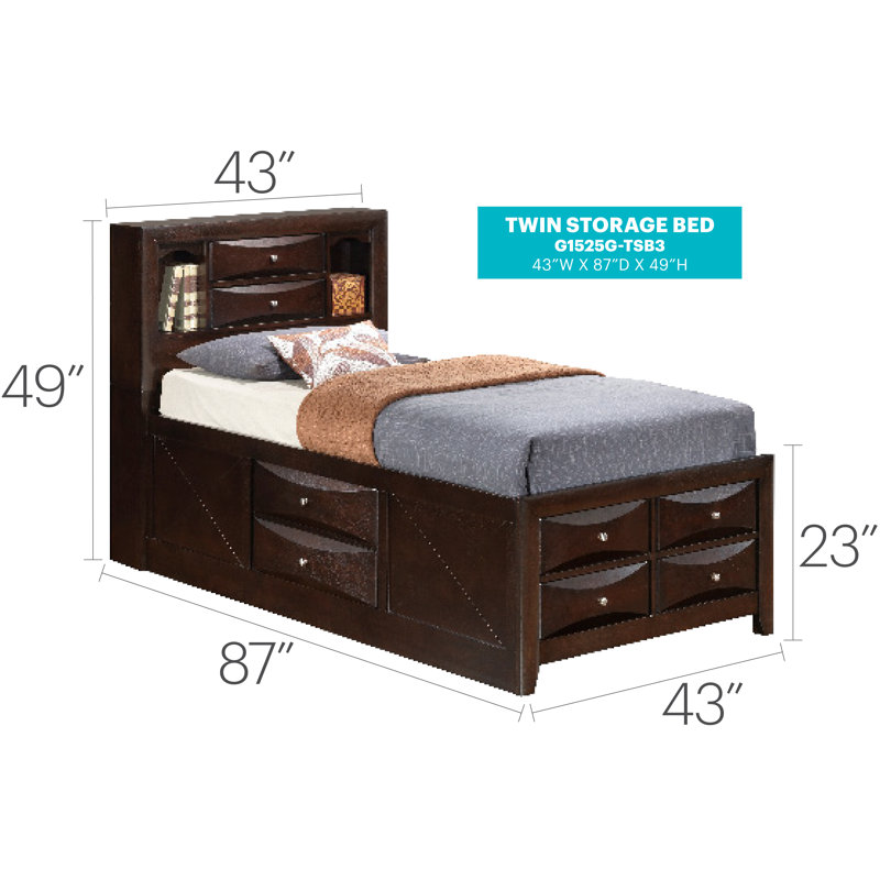 Marilla Bookcase Storage Bed, Twin, Cappuccino