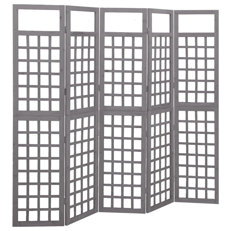 Paravent / Pare-étincelles pliable pour chambre en sapin massif, 5, H 70,9 po x l 79,3 po x P 1,6 po, Gris