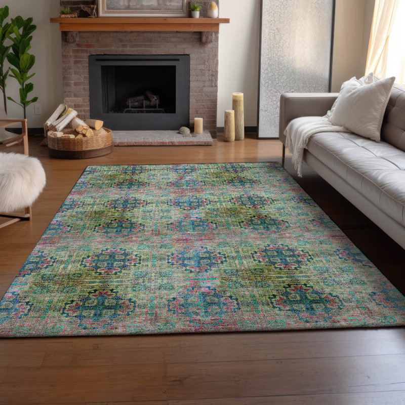 Tapis vert Cerrito AMF557 lavable à la machine de qualité supérieure, Rectangle 10 pi x 14 pi