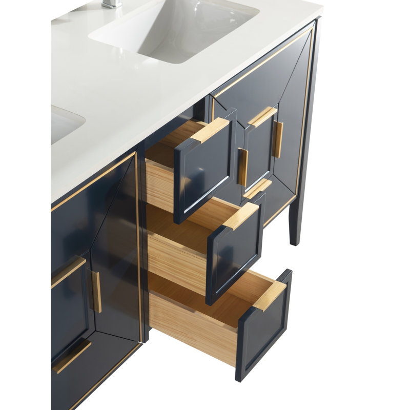 Ensemble de meuble-lavabo double 60 po, Bleu