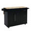 Îlot de cuisine avec support à épices, porte-serviettes et plateau de table en bois massif extensible - noir-1793871740