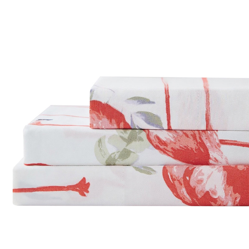 Fancy Flamingo Sheet Set, Queen Sheet Set with 2 Pillowcases