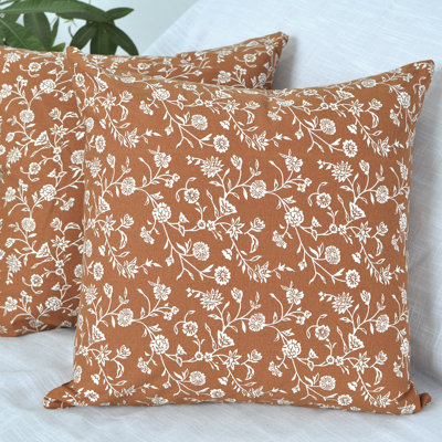 Housse de coussin en coton avec motif botanique, paquet de 2