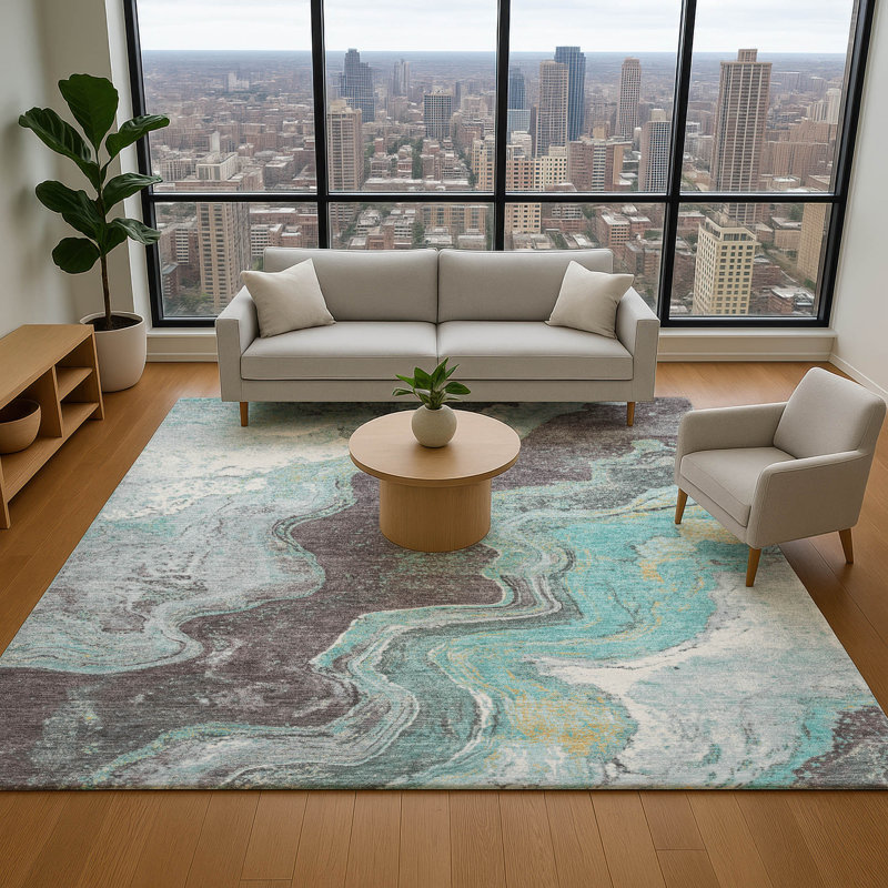Premium Machine Washable Jakiyra AMF1907 Abstract Rug, Rectangle 8' x 10'