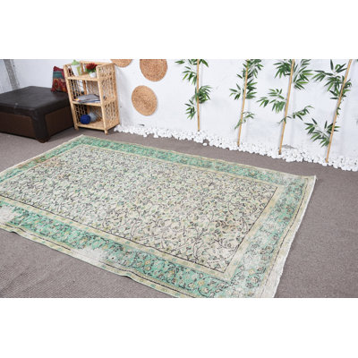 Tapis neutres, tapis turcs, tapis de chambre à coucher, tapis antiques verts, grands tapis de 5,6 x 8,7 pi, tapis rétro