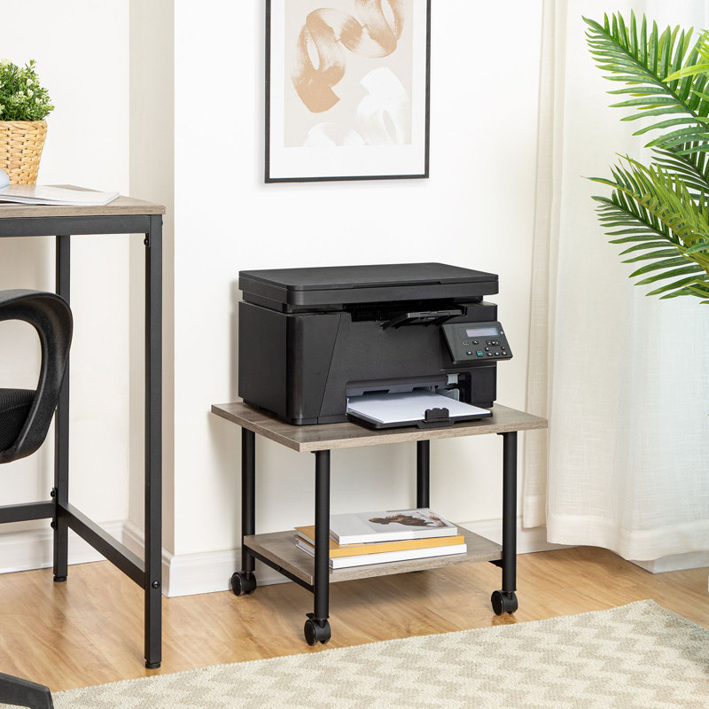 14.4'' H X 19.1'' W Under Desk Mobile Printer Stand, Greige