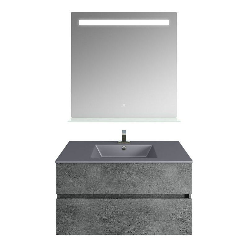 Ensemble de meuble-lavabo mural simple 31 po avec miroir Kestin
