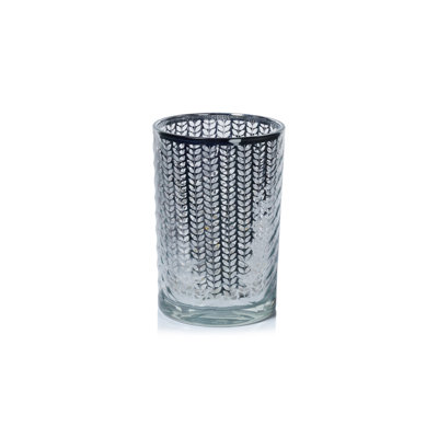 Laser-Etched Metallic Glass Hurricane Candle Holder