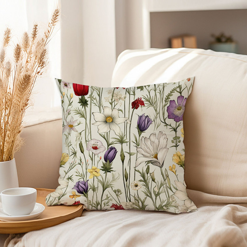 Animals William Morris Birds Damask Pattern I Cottage, 16" H x 16" W, Botanical Dreaming of Wildflowers II