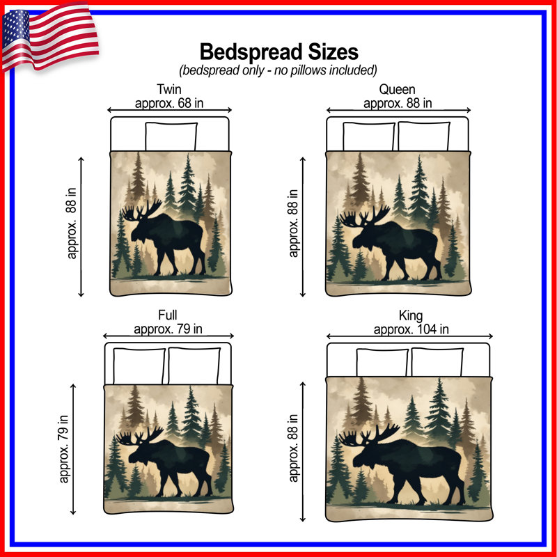 Moose In Forest Silhouette Bedding, Grand lit