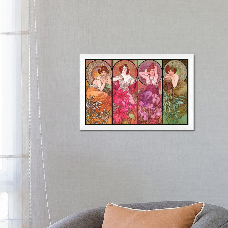 The Precious Stones (Ruby, Emerald, Amethyst, Topaz), 1900 by Alphonse Mucha - Print on Canvas, 66.04 cm H x 45.72 cm W