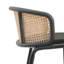 Tabouret de bar moderne en osier Daishun avec assise en tissu et structure en acier thermolaqué noir-447365222