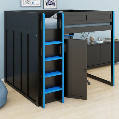 Lit mezzanine avec armoire, bureau, éclairage DEL et étagères pour organiser les chambres d'ados