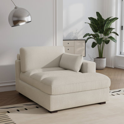 Stoneville 42" W Upholstered Chaise Lounge with Pillow and Solid Wood Leg