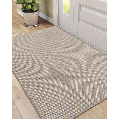 32"X48" Beige Indoor Doormat - Ultra Non-Slip Rubber Backed, Dirt-Trapping Low-Profile Mat For Entryway/Patio