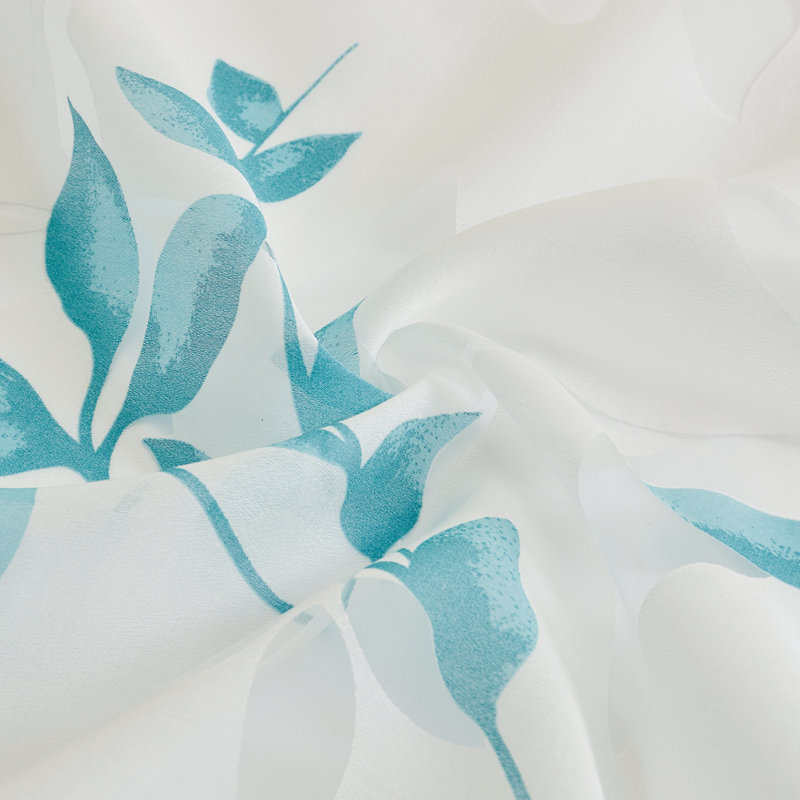 Panneau de rideau simple floral avec œillets, L 52 po x L 108 po, Bleu sarcelle