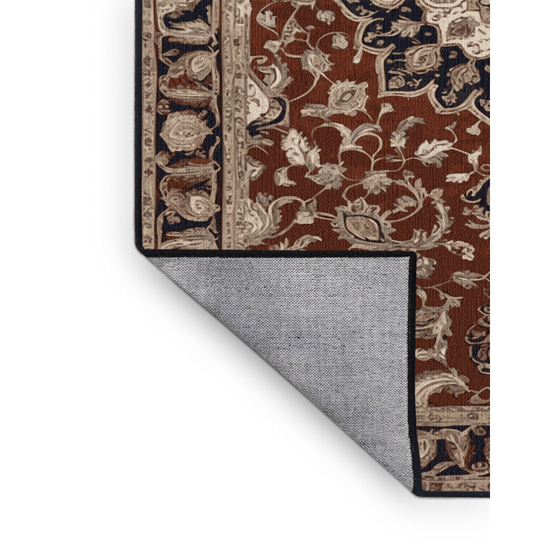 Tapis persan noir lavable à la machine, Carré 6 pi