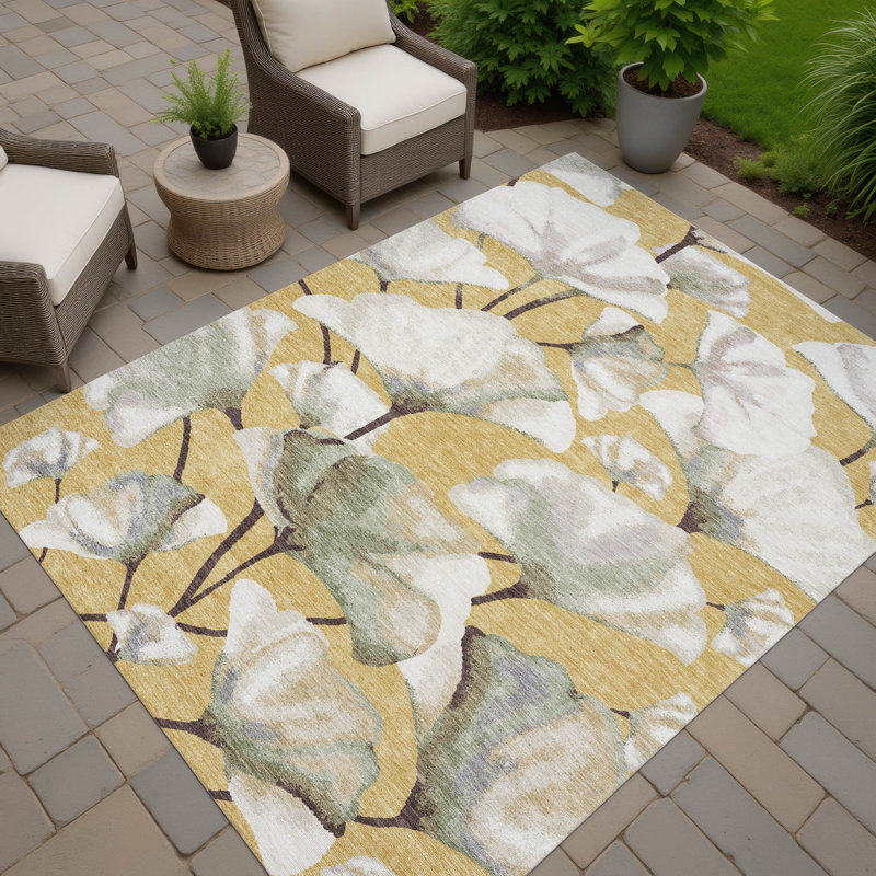 Machine Washable Indoor/Outdoor Raemoore ACN2405 Botanical Rug, Rectangle 2'6" x 3'10"