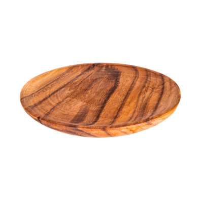 Round Classic Acacia Wood Dinner Plate Set Of: 2