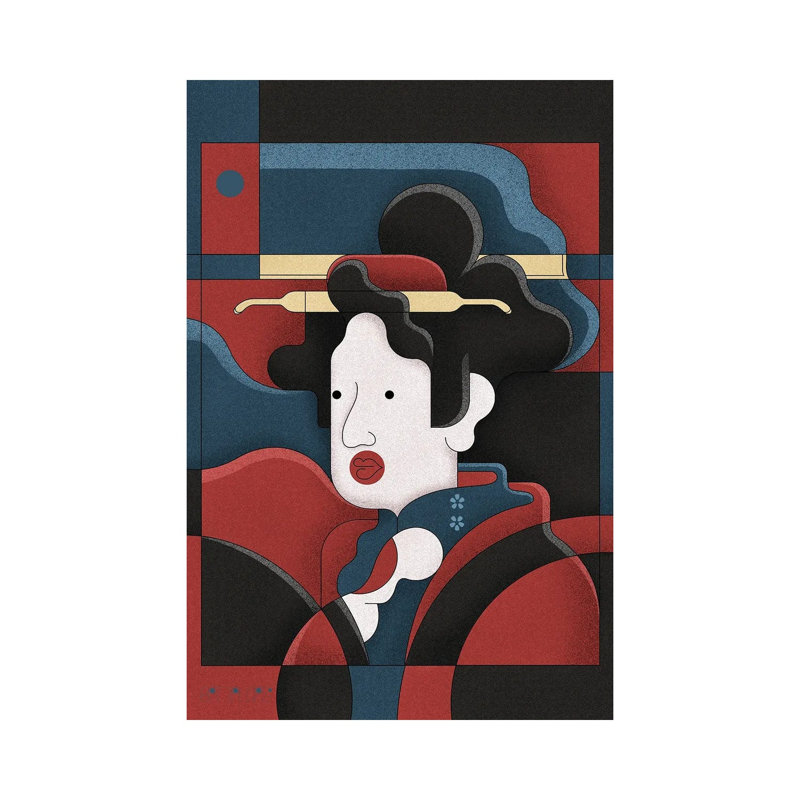 Edo Girl 1 Piece Wrapped Canvas Wall Art, 20.32 cm H x 30.48 cm W