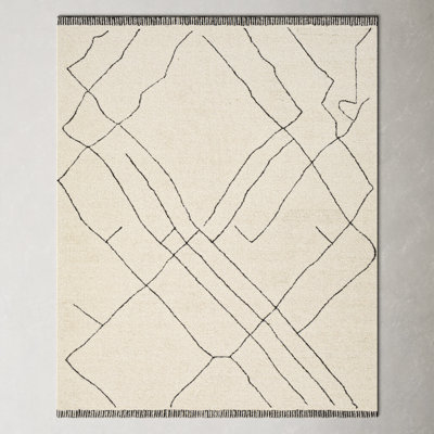 Isla Moroccan Handmade Tufted Wool Cream/Black Area Rug